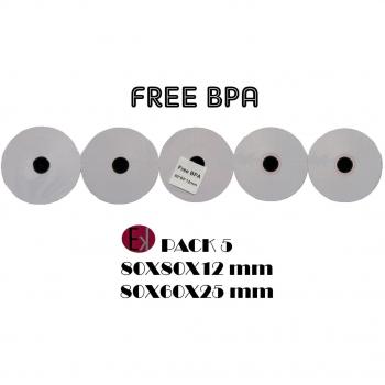 Rollo Papel Térmico Ekrit 80 x 80 x 12 mm Blanco 50 Unidades