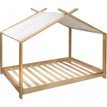 Cama Juvenil Infantil Tienda de Campaña Ilian Blanco y Roble 90x190 Cm