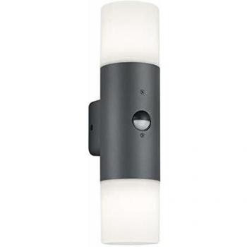 Aplique exterior moderno Trio Lighting Hoosic con sensor de movimiento, 2 luces, color antracita, IP44