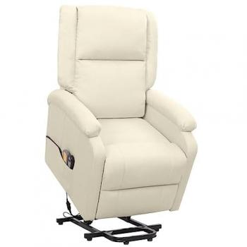Sillón de masaje elevable reclinable de tela color crema
