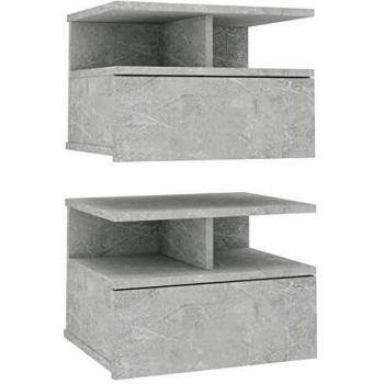 vidaXL Mesitas de Noche flotantes de 2 Piezas, Color Gris bÃton, 40 x 31 x 27 cm, Altura
