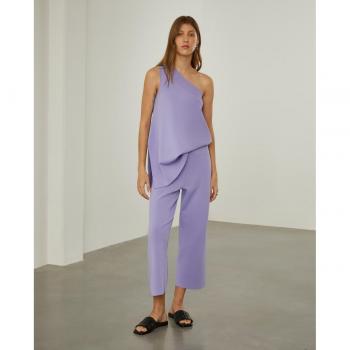 Pantalón ancho de mujer cropped de punto Lion of Porches Violeta