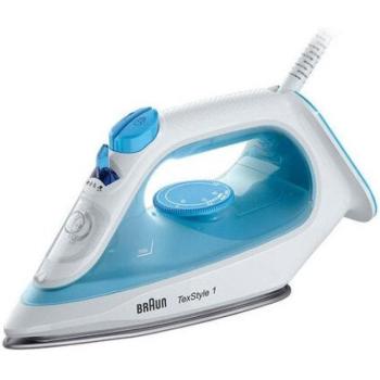 Braun TexStyle 1 SI1050BL Plancha de Vapor 2000W con Suela SuperCeramic, Golpe de Vapor de 120g/min y Vapor Continuo de 25g/min, Azul/