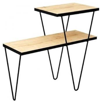 Mesa de Centro EPIKASA Daria - Tablero Aglomerado de Melamina, Metal, Roble Negro, 60x25x55 cm