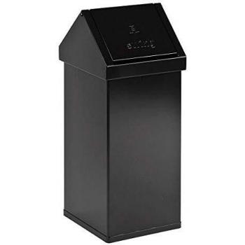 Contenedor de basura con tapa oscilante, 55 l, 300 x 770 x 300 mm, aluminio, negro