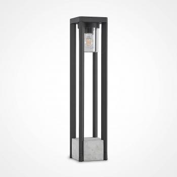 Bolardo luminoso exterior Kalisa E27 de Lucande, moderno, gris, hecho de aluminio, 1 llama, ideal para iluminación de senderos y balizas