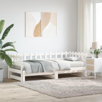 Sofá cama extraíble blanco 2x(90x190) cm madera maciza de pino