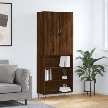 Aparador alto de madera contrachapada marrón roble 69,5x34x180 cm