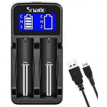 Snado Cargador de batería universal LCD para Li-ion/Ni-MH/Ni-Cd 18650 18500 18490 18350 17670 17500 16340
