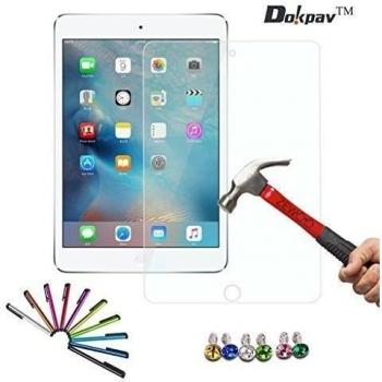 ASUS ZenPad 8.0 Z380C protector de pantalla ,Dokpav® 3en1 Dureza 9H Vidrio Templado Protector de Pantalla Borde de arco 2,5D para ASUS ZenPad 8.0 Z380C+ 1 Lápiz Stylus + 6 Tapas anti-polvo