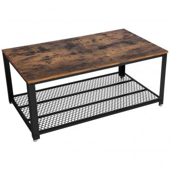Mesa de Centro Industrial Vasagle, Elegancia Vintage con Toque de Hierro, Ideal para Decoración y Funcionalidad en el Hogar, Dimensiones 106x60x45 cm, Diseño para Televisión con Gran Estante, Pat