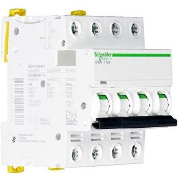 Schneider Electric A9F74470 IC60N Interruptor Automático Magneto Térmico, 4P, 0.5A, Curva C, 78.5mm x 72mm x 85mm, Blanco