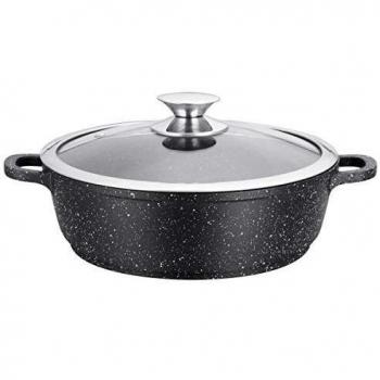 Sautoir 24 cm Kamberg - Aluminio fundido - Antiadherente de alto rendimiento - Compatible con todos los tipos de cocinas, incluida inducción - Con tapa de vidrio