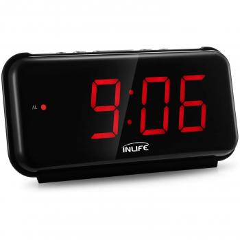 INLIFE Despertador Digital Reloj Alarma Digital con 6.7 Pulgadas Pantalla Función Snooze con Botón Grande para Niño y Anciano Fácil de Operación