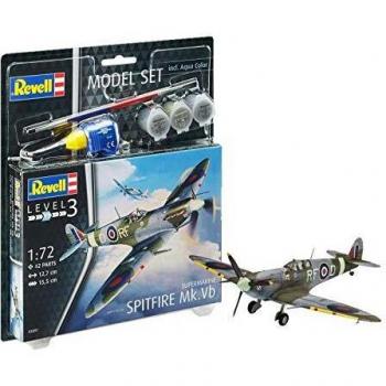 Revell Set Supermarine Spitfire M, en Kit Modelo con Base Accesorios, fácil Pegar y para pintarlas, Escala 1: 72