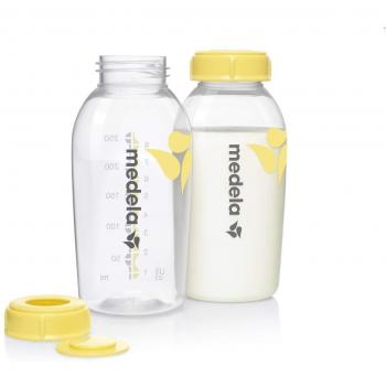 Set de 2 mamaderas Medela para leche materna de 250 ml, aptas para congelar y refrigerar, compatibles con microondas y que apoyan la lactancia
