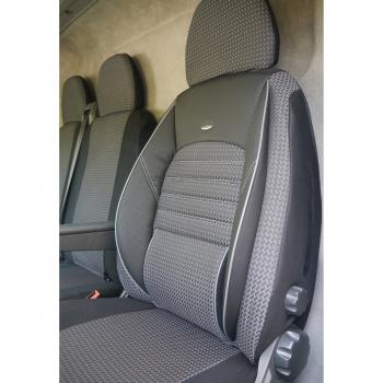 seatcovers by k-maniac Fundas de Asiento para Ford Transit Custom 2014 – 2018 Elite, Asiento Doble con reposabrazos, Transit T30, Color Negro y Antracita