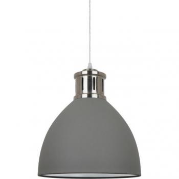Lámpara colgante industrial y retro Lola Grey níquel satinado, 1 luz, pantalla gris, E27