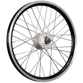 Rueda delantera de bicicleta 20 pulgadas con dinamo negro/plateado y doble pared