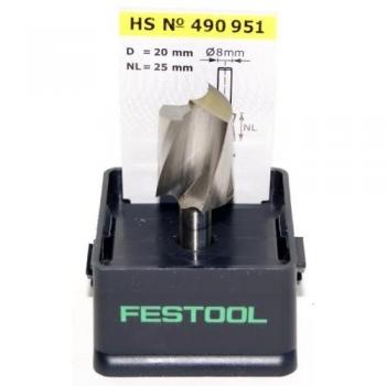 Festool 490951 - Fresa helicoidal HS para ranura, vástago 8 mm HS Spi S8 D20/25