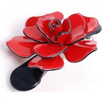 Lujo Pelo Big clip BARETTA rosa con lazo rojo