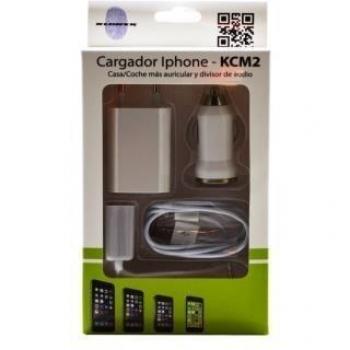 CARGADOR IPHONE KLONER KCM2 CASA/COCHE COMPATIBLE CON IPHONE 5/5S/5C/6/6S + AURICULAR