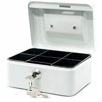 Caja de Seguridad MAUL, Blanca, 152x125x81mm, Acero Lacado, Cerradura de Cilindro con 2 Llaves