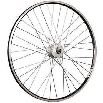 Rueda delantera de bicicleta 28 pulgadas ZAC19 con buje dinamo negro/plateado