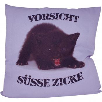 Cojín de algodón, 40 x 40 cm, diseño de gatos, microfibra, Design: Vorsicht süsse Zicke, 40 x 40 cm