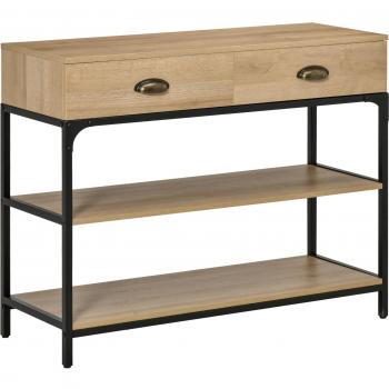 Mesa consola de entrada Homcom con 2 cajones y 2 estantes en roble