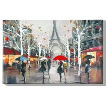 Impresión sobre Lienzo París 4 - Poliéster Multicolor 70x3x45 cm con Marco de Madera