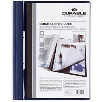 Carpeta Presentación Duraplus® de Luxe, DIN A4+, Color Azul Oscuro, con Bolsillo Interior y Etiquetas