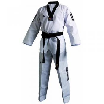 Adidas quimono de taekwondo, ADI Club 3 Stripes, negro la solapa
