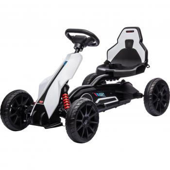 HOMCOM Kart Eléctrico Infantil 12V para Niños de 3 a 8 Años con Velocidad Ajustable de 3-5 km/h, Cinturón de Seguridad y Carga M