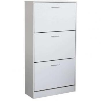 Zapatero de Madera para Interior de 3 Puertas con Doble Compartimento Flora - Blanco