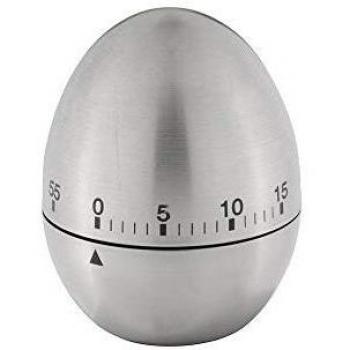 EXCELLENT HOUSEWARE 76358 Reloj Temporizador de Cocina en Forma de Huevo, Acero Inoxidable, Plateado, Única