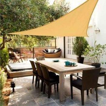 Toldo Vela Sombreo Triangular Aktive Garden Protección Uv50 Poliéster Crema 5X5x5m