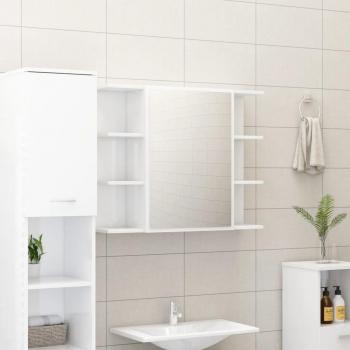 Armario de baño con espejo blanco brillante 80x20.5x64cm