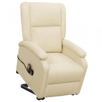 Sillón reclinable de masaje elevable en cuero sintético crema