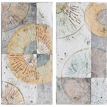 BigBuy Home S0111484 Cuadro Óleo, Círculos, 100 x 4 x 50 cm, 2 Unidades