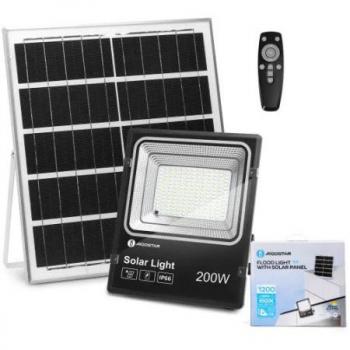 Foco Solar LED 200W 6500K con Control Remoto y Panel Solar IP65