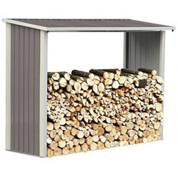 Leñero de metal Victor - 2.15 m² - Anticorrosivo - Color Taupe