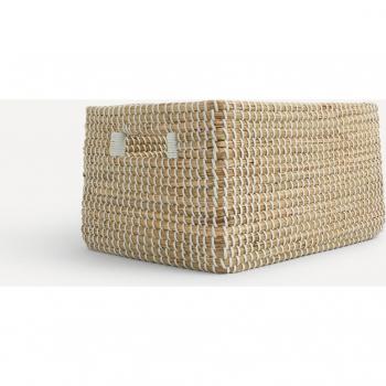 Cesta Seagrass Natural con Asas de Mimbre y Forro Interior