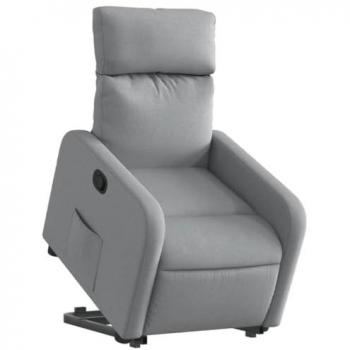 Sillón Reclinable Elevable de Tela Gris Claro con Respaldo y Reposabrazos, Asiento Ajustable para Ancianos