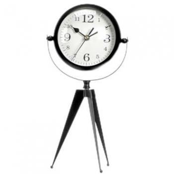Reloj de Mesa Trípode Negro Metal 14 x 30 x 11 cm (4 Unidades) - Decoración Hogar