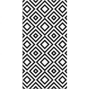 Alfombra Vinílica, Cuadriláteros, 100 x 50 x 0.2 cm, Color Negro y Blanco, ALV-029