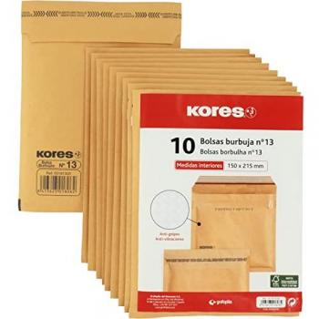 Paquete de 10 Sobres Acolchados Kraft Nº 13, 150x215 mm, Cierre Autoadhesivo