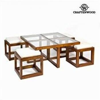 Mesa centro con 4 taburetes - Colección Serious Line by Craftenwood