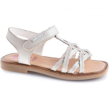 Sandalias Pablosky de niña en piel color beige con cierre adherente