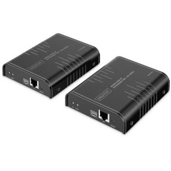 Extensor KVM IP HDMI DIGITUS 4K/60Hz, hasta 40 m, 2x USB, CAT 6, negro